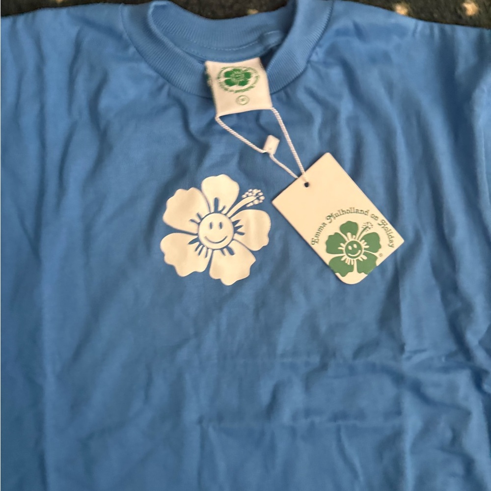 Blue Kids Shirt with Flower Design